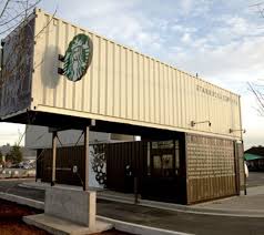 Starbucks Coffee Shop Made Out Of Shipping Crates Container Restaurant Container Coffee Shop Container Cafe