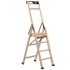 Large steps with locking top step. Lascala 4 Step Collapsible Wooden Ladder Temple Webster