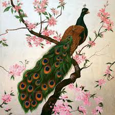 60 x 79cm processing method: Beautiful Peacock Wall Painting L Fine Art For Sale