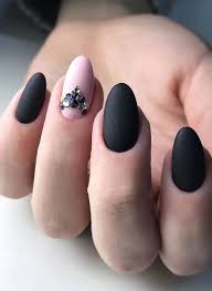 Almond Black Acrylic Nail Designs Acryl Mandel Schwarz Design Matt Nagel All Almond Nails Designs Rounded Acrylic Nails Almond Nails