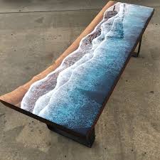 Amazing Wood And Resin Ocean Coast Tables Look Like Living Shores With Moving Tides In 2020 Resin Table Resin Furniture Wood