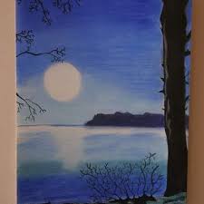 Une Et Crepuscule Dessin Pastel Lune Nuit Couleur Coucherdesoleil Couleurs Eau Nature Paysag Coucher De Soleil Dessin Crepuscule