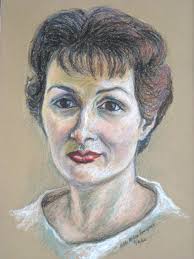 Mid-Century Drawing Female Portrait, Original Fine Art Vintage Wall Décor