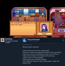 Funny Steam Reviews Gaming Memes Stardew Valley Millennial Dream Stardew Valley Valley Life