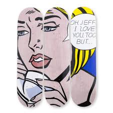 Oh Jeff...I Love You, Too...But...Skateboard Triptych by Roy Lichtenstein
