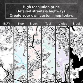 Customizable map layouts and colorways, AI generated