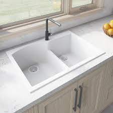 It has a renewable solid surface that will not wear away with extended use. Ruvati 33 X 22 Inch Epigranite Drop In Topmount Granite Composite Double Bowl Kitchen Sink White Rvg1345wh Ruvati Usa