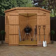 Overlap is the most simple and easy to produce cladding for a wooden shed. 7x7 Mercia Shiplap Corner Shed Pressure Treated Elbec Garden Buildings