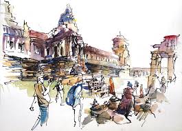 Cambodia Angkor Wat Sketch Away Travels With My Sketchbook Hand drawn sketch of angkor wat temple, cambodia. cambodia angkor wat sketch away