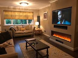 Tv And Sound Bar Over Gazco Radiance Electric Fire Sony 55 Tv And S Electric Fireplace Living Room Living Room Electric Fires Contemporary Living Room Design