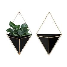 Wall hanging planters modern wall planter terrarium metal flower pot air plant vertical holder hanging home decor succulents pots minimalist msceiba. Geometric Wall Planter Set Of 2 Decorative Hanging Planters With Brass Wall Decor Frame Modern Wall Plant Holders In Black Terrarium Planters For Succulents Cactus Plants Wall Plants More Pricepulse