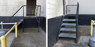 Portable Loading Dock Stair System Solves Unsafe Access Issue For Muncie Power Products California Closets Muncie Metal Stairs