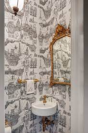 11 Chic Stylish Powder Rooms Featuring Waterworks Chairish Blog Powder Room Wallpaper Tiny Powder Rooms Powder Room Decor
