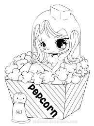 Popcorn Girl Lineart By Yampuff On Deviantart Chibi Coloring Pages Cartoon Coloring Pages Princess Coloring Pages