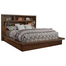 The bookcase headboard with 2 drawers, low profile footboard with 4 drawers and 1 each on the side rails provides ample space to keep your valuables safe and secure. Riva Ridge Modern Loft King Bookcase Platform Bed In Brownstone Nebraska Furniture Mart