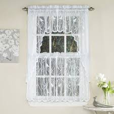 Here we have everything you need. White Knit Lace Bird Motif Window Curtain Tiers Valance And Swag Pair Options Overstock 11884201