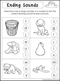 10 Printable Ending Sounds Worksheets Preschool 1st Grade Etsy Kindergarten Worksheets Literacy Centers Kindergarten Phonics
