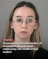 A former Texas teacher was arrested and slapped with several charges after  allegedly having an inappropriate relationship that involved sexual contact  with a middle school student. Full story at the link in