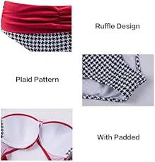 ايستايلش بدلة سباحة بيكيني مبطنة للنساء مكونة من قطعتين بتصميم بوش اب، لون  احمر، مقاس M : Amazon.ae: ملابس وأحذية ومجوهرات