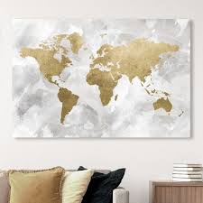 Choose from delicate stud earrings, bold hoops & drop earrings in gold & silver. Oliver Gal Maps And Flags Wall Art Canvas Prints Light Wash World Map World Maps Gold White Overstock 30765576