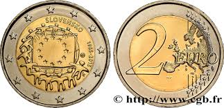 Táto zberateľská eurominca bola vydaná pri príležitosti 200. Slovakia 2 Euro 30e Anniversaire Du Drapeau Europeen 2015 Kremnica Feu 374946 Euro Coins