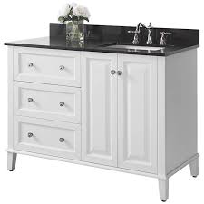 Solid surface sinks are available in oval and rectangular shapes and are both attached under the vanity top in what is called an integrated undermount fashion so that the top flows seamlessly into the bowl. Hannah 48 White Granite Top Off Center Right Sink Vanity 1m912 Lamps Plus