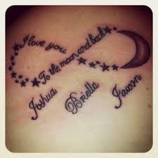 Change To I Love You To Neverland And Back With The Stars And Peter Pan Flying Name Tattoos For Moms Mother Tattoos Tattoos With Kids Names