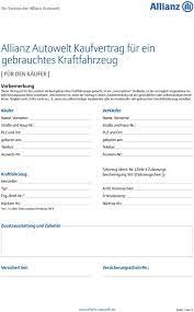 Allianz Autowelt Kaufvertrag Fur Ein Gebrauchtes Kraftfahrzeug Pdf Kostenfreier Download