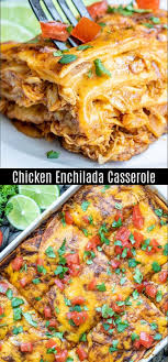 This Easy Chicken Enchilada Casserole Is Made With Red Sauce Chicken And Flour In 2020 Chicken Enchiladas Easy Rotisserie Chicken Recipes Chicken Enchilada Casserole