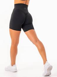 Ryderwear Womens NKD High Waisted Scrunch Shorts - Black L