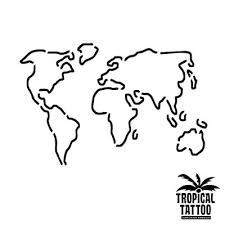 Interaktive weltkarte mit ländern und staaten. Weltkarte Umriss Tropical Airbrush Tattoo