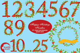 Download Happy Holiday Numbers Clipart Amb 2127 Graphic By Ambillustrations Creative Fabrica Holiday Clipart Infographic Design Free Happy Holidays PSD Mockup Templates