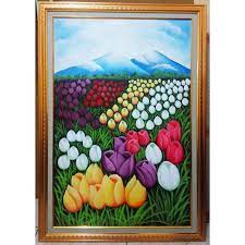 39 gambar sketsa bunga indah sakura mawar melati matahari. Lukisan Pemandangan Kebun Bunga Tulip Ukuran 60x80 60x90 Shopee Indonesia