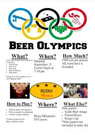 It takes organization, commitment, and the love of competition. Ruins Minakami Rules For Ruins Beer Olympics Beer Pong Facebook