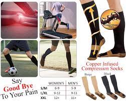 Copper Infused Compression Socks Varicose Vein Knee Stocking High Relief Unisex Ebay