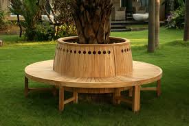 Finely sanded redwood is the material of. Tree Bench Ideas For Added Outdoor Seating