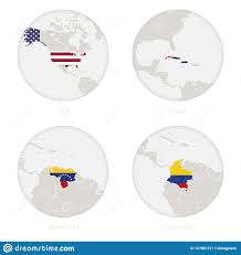 Circulo, circulo rojo, naranja, comunes de wikimedia png. Los E E U U Contorno Del Mapa De Cuba De Venezuela De Colombia Y Bandera Nacional En Un Circulo Ilustracion Del Vector Ilustracion De Tierra Muestra 137867311