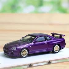 SH 164 Scale Nissan GTR R34 V-SPEC-II Purple Diecast Car Model Toy