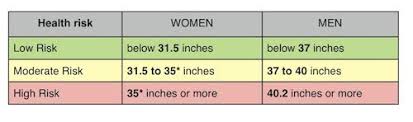 waist circumference chart health fitness