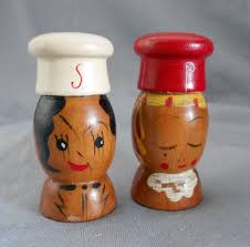 1950s Vintage Wood Chefs Salt And Pepper Shakers Japan In Wood Vintage Wood Salt And Pepper Salt