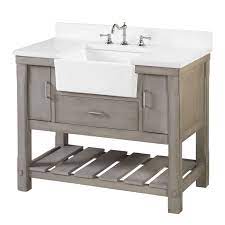 Square vessel sink gives the look of the bathroom vanity with farmhouse sink. Charlotte 42 Farmhouse Bathroom Vanity With Apron Sink Quartz Top Kitchenbathcollection
