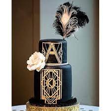 Gatsby wedding wedding events themed wedding cakes event themes so little time how to bar a bonbon great gatsby wedding great gatsby cake wedding blog 1920s wedding cake. Buy Jevenis Art Deco Cake Topper Black Feather Cake Topper Great Gatsby Cake Decoration 1920s Wedding Cake Topper Gatsby Theme Cake Topper For Birthday Wedding Party Supplies Online In Indonesia B07lbk227b