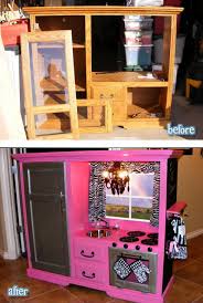 Sweet Kitchen Idea Of Course I Probably Wouldn T Do The Pink And Zebra But It Is Such A Great Idea For A Diy Diy Play Kitchen Kids Kitchen Diy For Kids