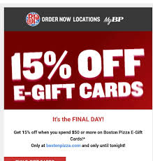 We did not find results for: Boston Pizza 15 Off 50 Egift Cards For Cyber Monday Redflagdeals Com Forums