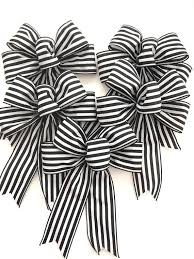 Black And White Striped Ribbon Bow Black And White Striped Decorative Bows Set Of 5 Bows Etsy Christmas Tree Bows Bows Decorative Bows