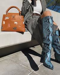 Paris Texas Jeans Snake Knee High Boots High Knee Boots Outfit Knee High Boots High Boots Outfit