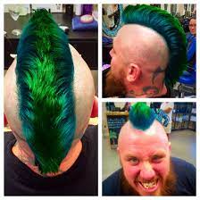 Mens Mohawk With Peacock Green And Colbolt Blue Color I Heart Hair Girl Short Hair Mohawk Haircut
