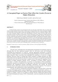 Pdf A Conceptual Paper On Factors That Affect The Creative Person In Higher Education