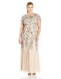 Plus Size Wedding Guest Dress Adrianna Papell Women S Plus Size Floral Beaded Floral Dresses Long Evening Gowns With Sleeves Plus Size Wedding Guest Dresses