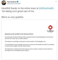Daniel andrews was taken to hospital after falling while he was getting ready for work on tuesday. Doctors Reveal Daniel Andrews Treatment Plan After Fears He Would Need To Undergo Back Surgery Daily Mail Online